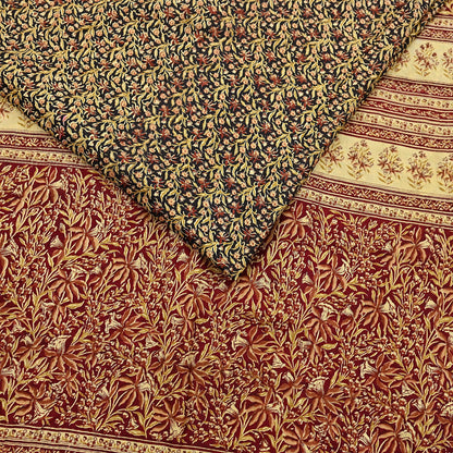 Indian Vintage Sari Maroon & Black 100% Pure Silk Printed Saree Craft Fabric 5yd Sewing Dress Making Soft Wrap Quilting Crafting Upcycle