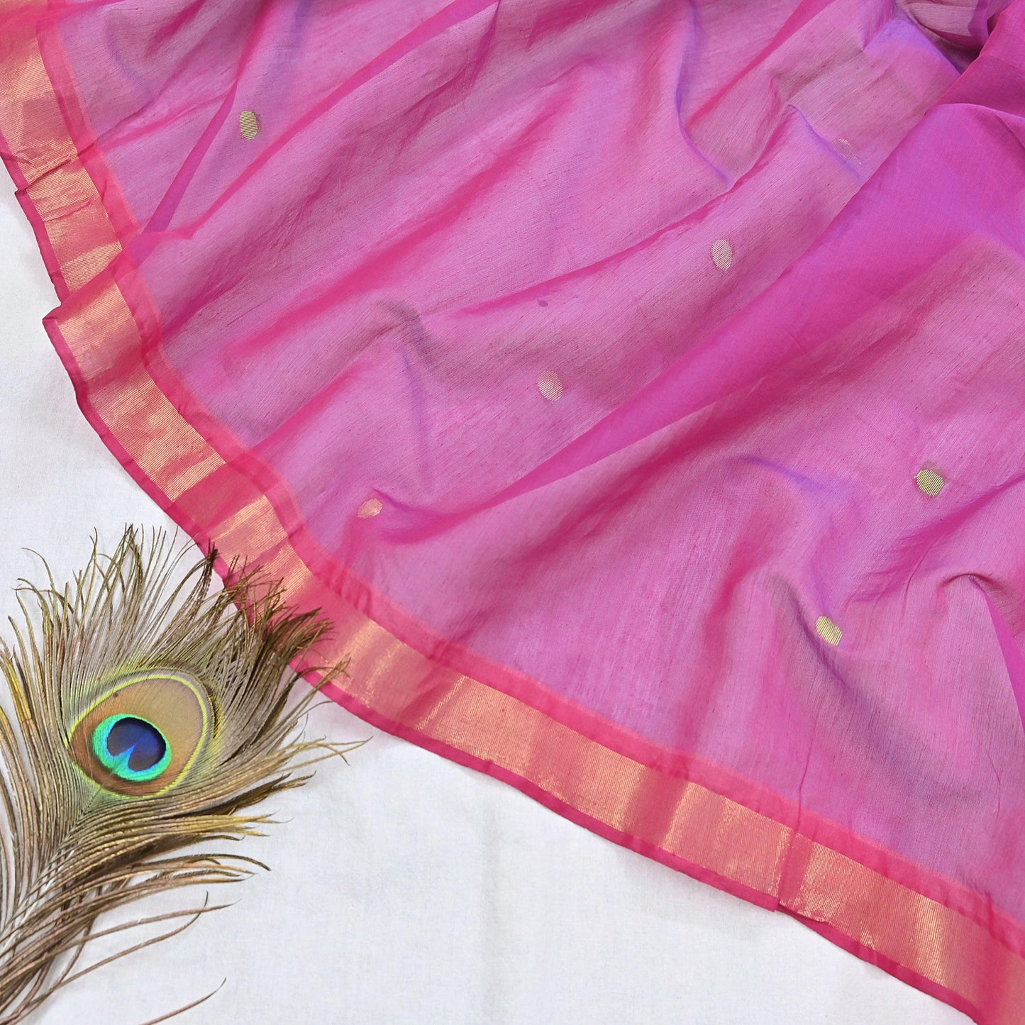 Indian Vintage Dupatta Blue & Pink Chanderi Long Stole Hand Embroidered Work Scarves Veil Zari Wrap Fringes