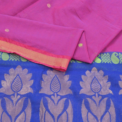 Indian Vintage Dupatta Blue & Pink Chanderi Long Stole Hand Embroidered Work Scarves Veil Zari Wrap Fringes