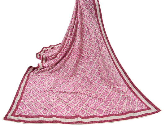 Indian Vintage Dupatta Pink Long Stole Hand Embroidered kantha stole Pure Georgette Silk Indian Scarves Veil Wrap Soft Floral