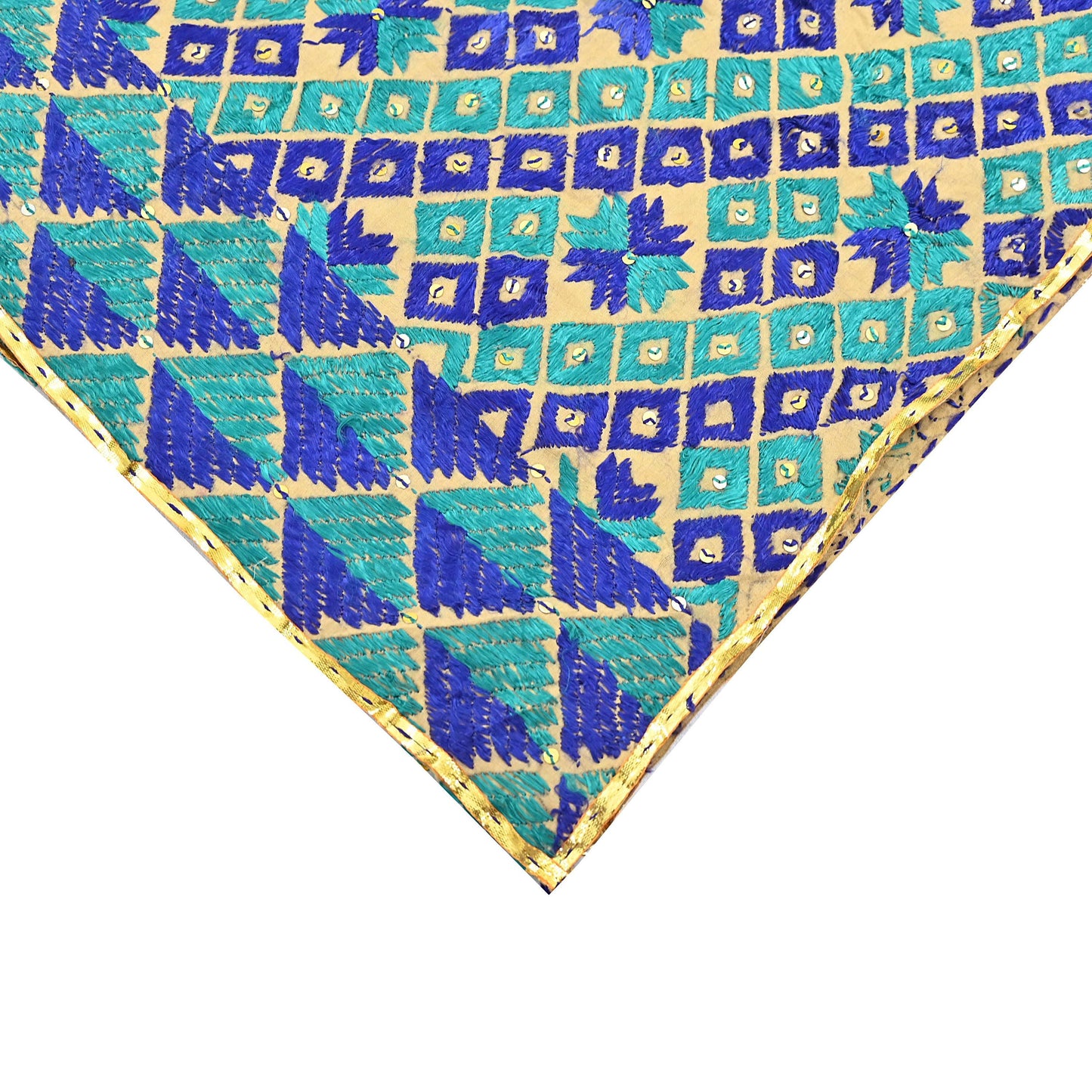 Indian Vintage Beige Heavy Wedding Dupatta Long Stole Pure Cotton Hand Embroidered Bagh Phulkari Stole Scarves