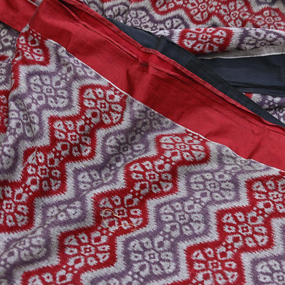 Indian Vintage Red, gray & purple Printed Pure Cotton Saree 5 Yards Soft Fabric for Sewing, Crafting, Quilting, Upcycling, Dressmaking, Boho
