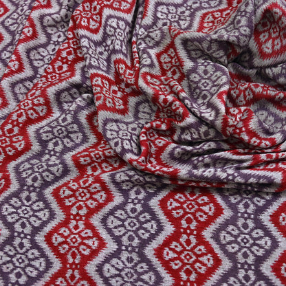 Indian Vintage Red, gray & purple Printed Pure Cotton Saree 5 Yards Soft Fabric for Sewing, Crafting, Quilting, Upcycling, Dressmaking, Boho