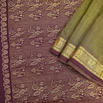 Indian Vintage Sari Green & maroon Blend Silk hand Woven Saree Craft Fabric 5yd Sewing Soft Dress Designing Crafting Quilting Zari Border