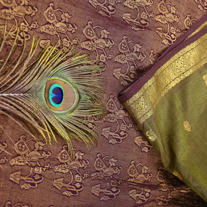 Indian Vintage Sari Green & maroon Blend Silk hand Woven Saree Craft Fabric 5yd Sewing Soft Dress Designing Crafting Quilting Zari Border