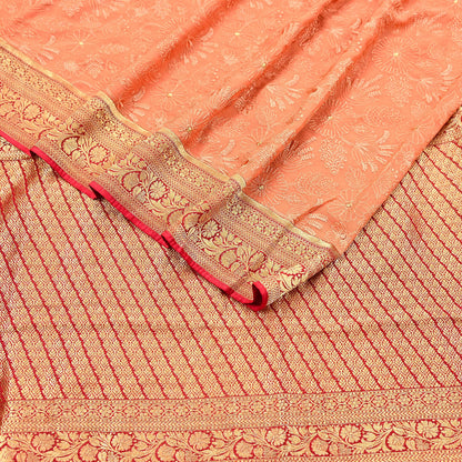 Indian Vintage Orange & Red Saree Blend Georgette Hand Embroidered Sari Fabric 5Yard Sewing Soft Ethnic