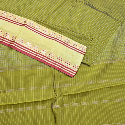 Indian Vintage Sari Green Mysore Silk Woven Sarees Craft Fabric 5Yd Ethnic South silk Dress Making Crafting Upcycle Quilting Zari Border