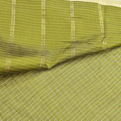 Indian Vintage Sari Green Mysore Silk Woven Sarees Craft Fabric 5Yd Ethnic South silk Dress Making Crafting Upcycle Quilting Zari Border