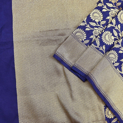 Indian Vintage Blue Dupatta Long Stole Artificial Silk Woven Brocade Scarves Veil Scarf Wrap Hippie Boho Soft Floral