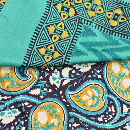 Indian Vintage Saree Green Pure Khadi Silk Handloom Printed Sari Fabric 5yard Ethnic Wear Sari Dressdesigning Quilting Upcycle