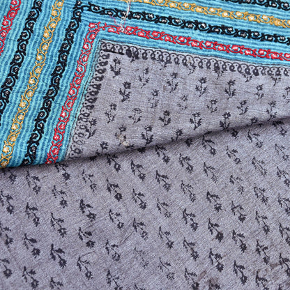 Indian Vintage Saree Gray Pure Khadi Silk Handloom Hand Beaded Sari Fabric 5yard Ethnic Dressmaking Crafting Upcycle Quilting
