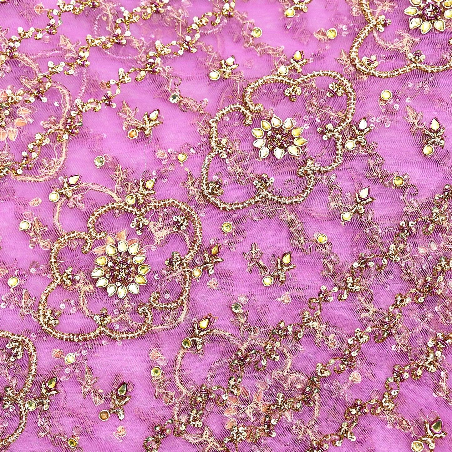 Indian Vintage Heavy Wedding Purple Dupatta Net Mesh Long Stole Hand Embroidered Scarf Zardozi Zari Sequins Stole Bridal Veil