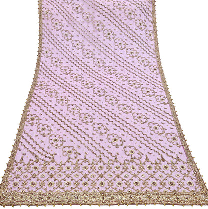 Indian Vintage Heavy Wedding Purple Dupatta Net Mesh Long Stole Hand Embroidered Scarf Zardozi Zari Sequins Stole Bridal Veil