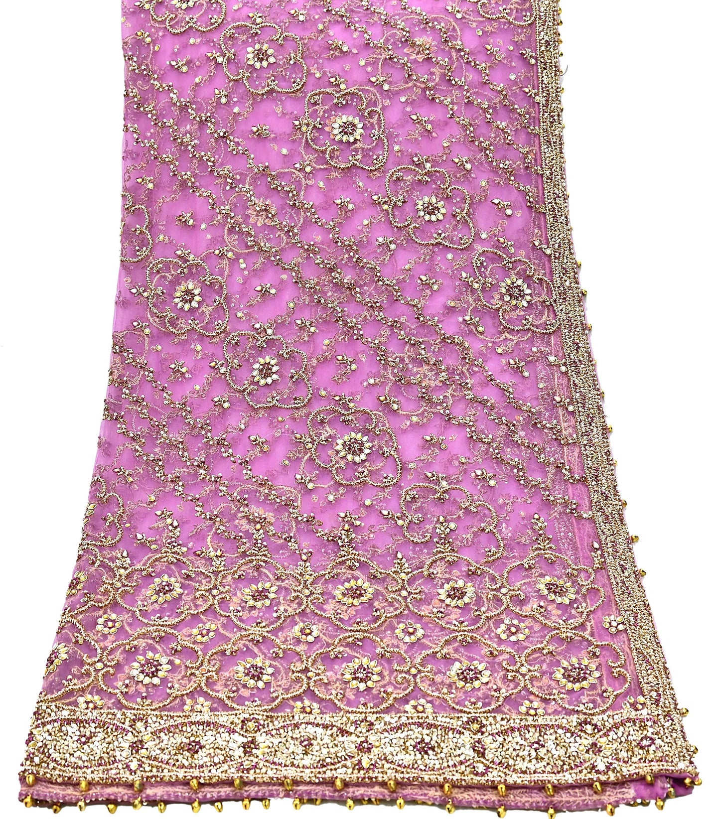 Indian Vintage Heavy Wedding Purple Dupatta Net Mesh Long Stole Hand Embroidered Scarf Zardozi Zari Sequins Stole Bridal Veil