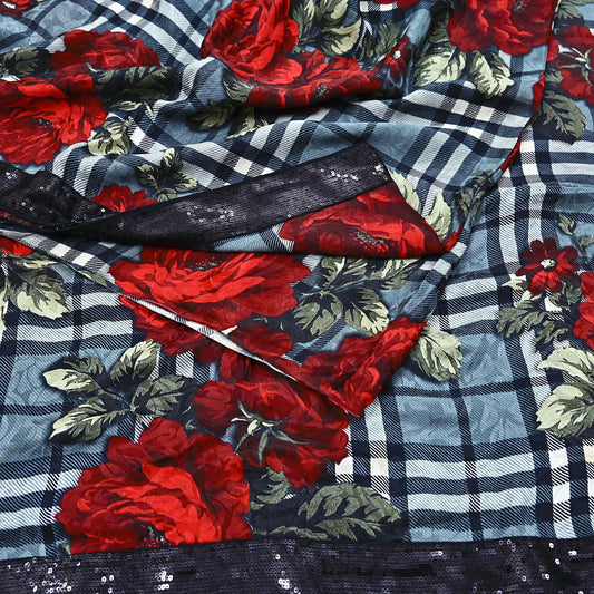 Indian Vintage Saree Gray & Black Pure Silk Digital Printed Sari 6yd Sewing Floral Soft Craft Fabric Dress Making Crafting Quilting