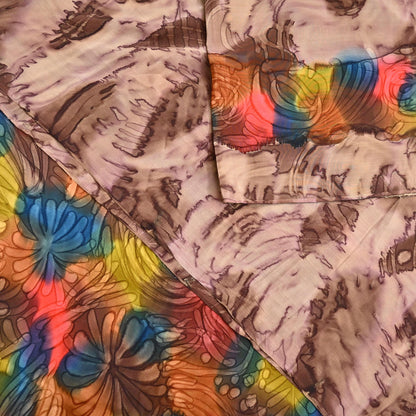 Indian Vintage Sari Brown Pure Crepe Silk Tie-Dye Printed Sarees 6yd Sewing Abstract Soft Craft Fabric Wrap Dress making Crafting Quilting