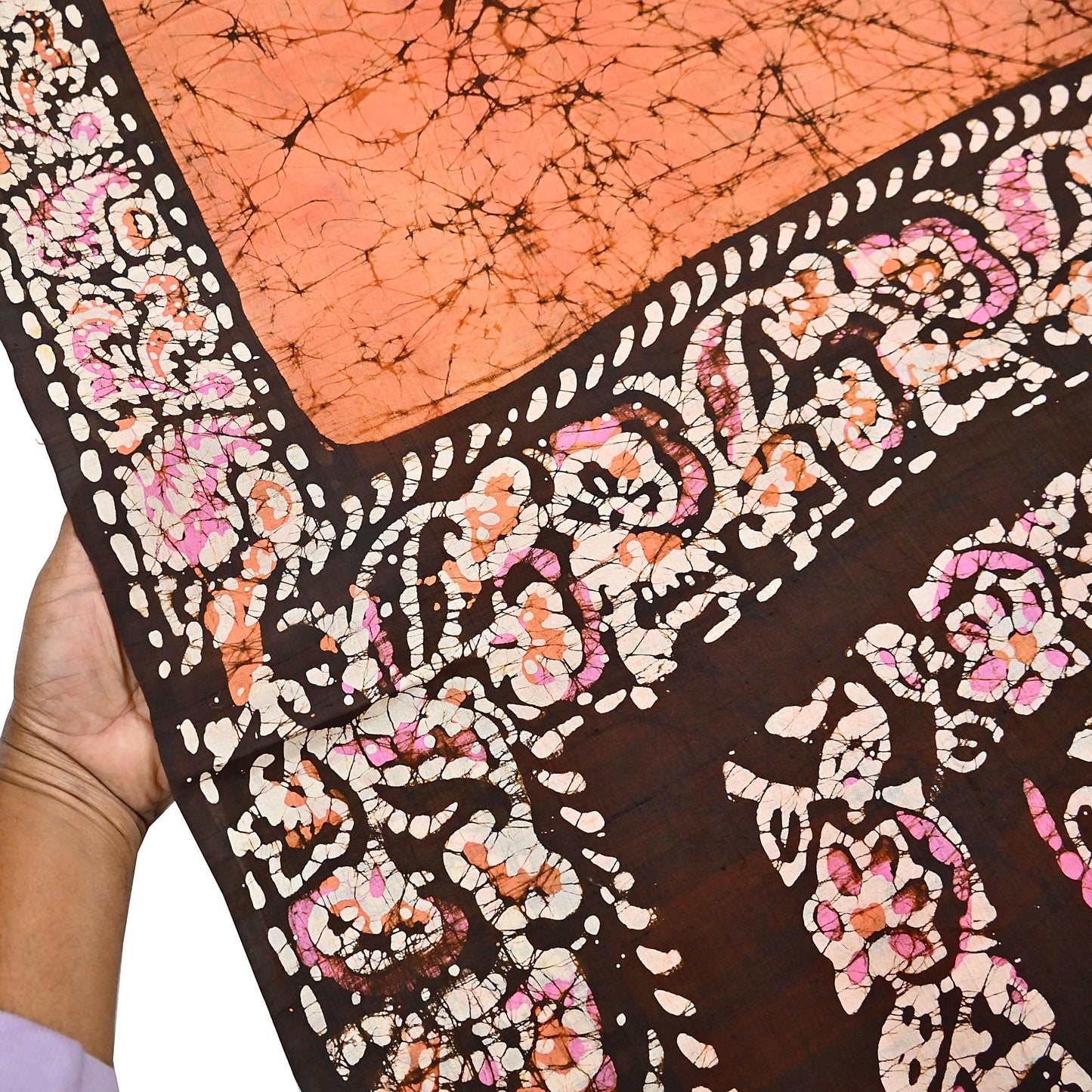 Indian Vintage Sarees Batik Printed 100% Pure Silk Sari Craft Fabric 6Yd Soft Sewing Sarong Wrap Boho Dress Making For Crafting Quilting