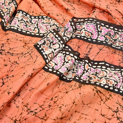 Indian Vintage Sarees Batik Printed 100% Pure Silk Sari Craft Fabric 6Yd Soft Sewing Sarong Wrap Boho Dress Making For Crafting Quilting