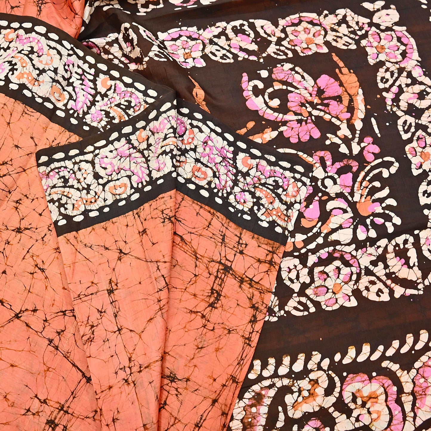 Indian Vintage Sarees Batik Printed 100% Pure Silk Sari Craft Fabric 6Yd Soft Sewing Sarong Wrap Boho Dress Making For Crafting Quilting