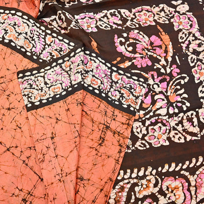 Indian Vintage Sarees Batik Printed 100% Pure Silk Sari Craft Fabric 6Yd Soft Sewing Sarong Wrap Boho Dress Making For Crafting Quilting