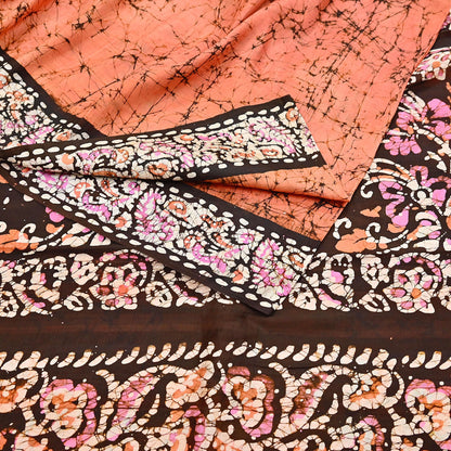 Indian Vintage Sarees Batik Printed 100% Pure Silk Sari Craft Fabric 6Yd Soft Sewing Sarong Wrap Boho Dress Making For Crafting Quilting