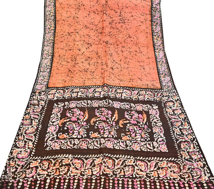 Indian Vintage Sarees Batik Printed 100% Pure Silk Sari Craft Fabric 6Yd Soft Sewing Sarong Wrap Boho Dress Making For Crafting Quilting