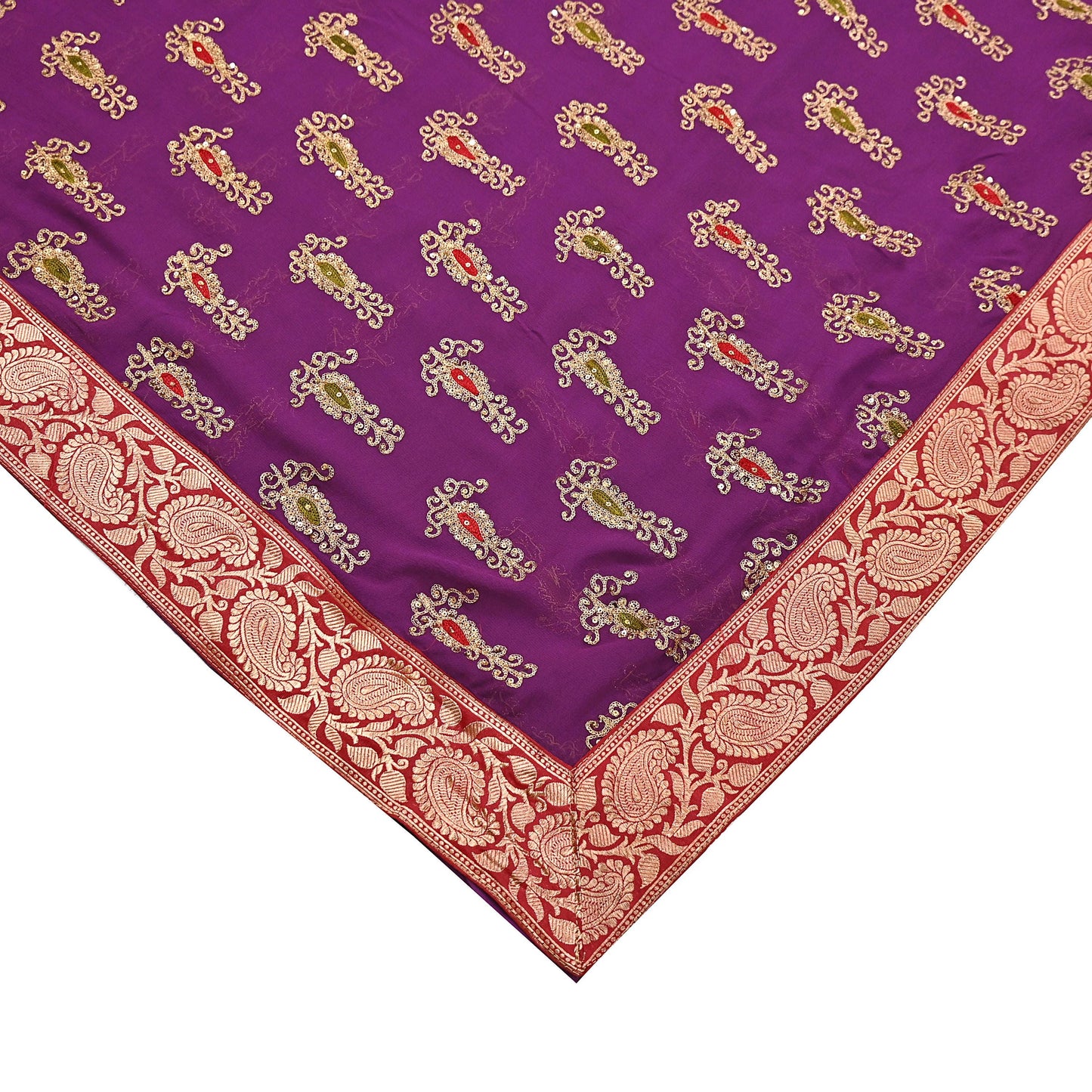 Indian Vintage Heavy Sarees Purple Pure Georgette Silk Hand Embroidered Sari Fabric 5Yd Sewing Ethnic zari with blouse fabric