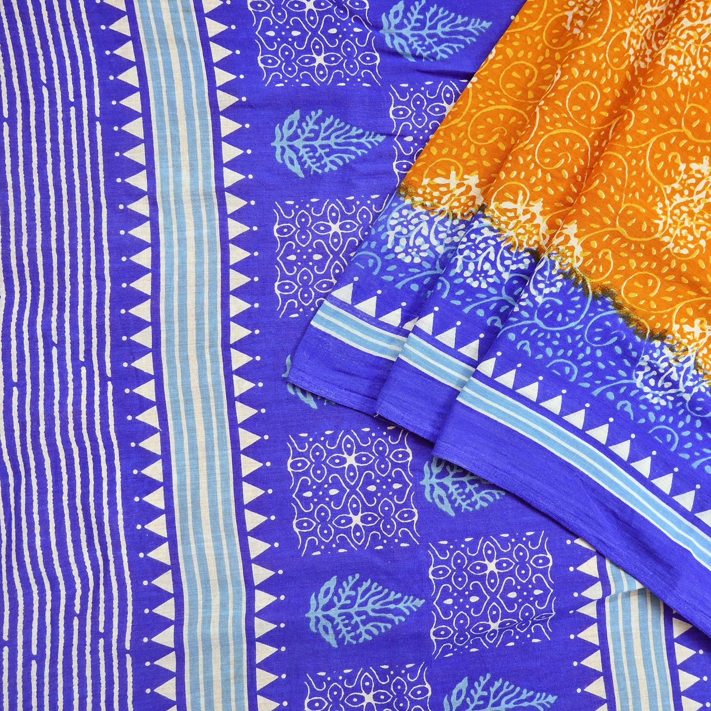 Indian Vintage Saree Printed 100% Pure Cotton Sari Craft Fabric 5Yd Soft Sewing Sarong Wrap Dress Making Quilting Crafting