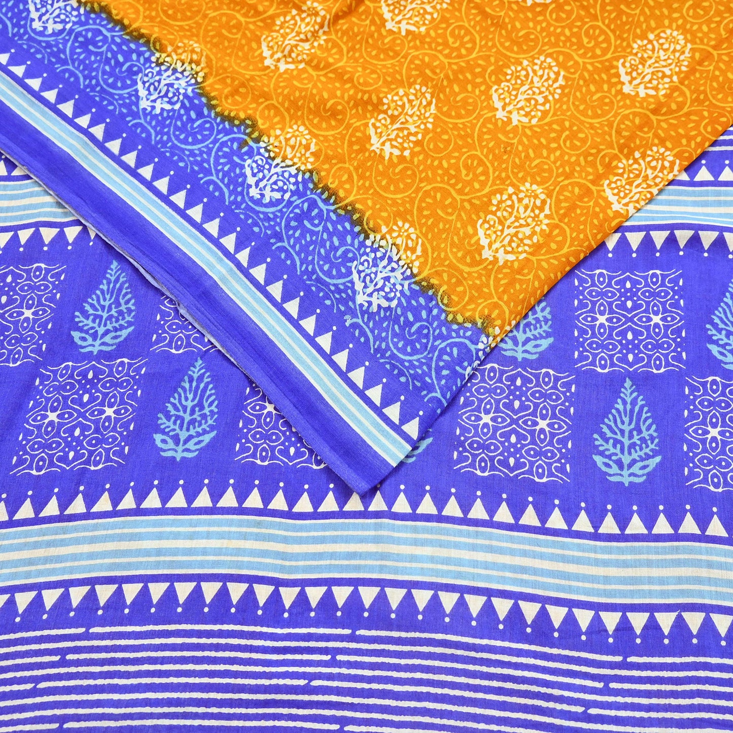 Indian Vintage Saree Printed 100% Pure Cotton Sari Craft Fabric 5Yd Soft Sewing Sarong Wrap Dress Making Quilting Crafting