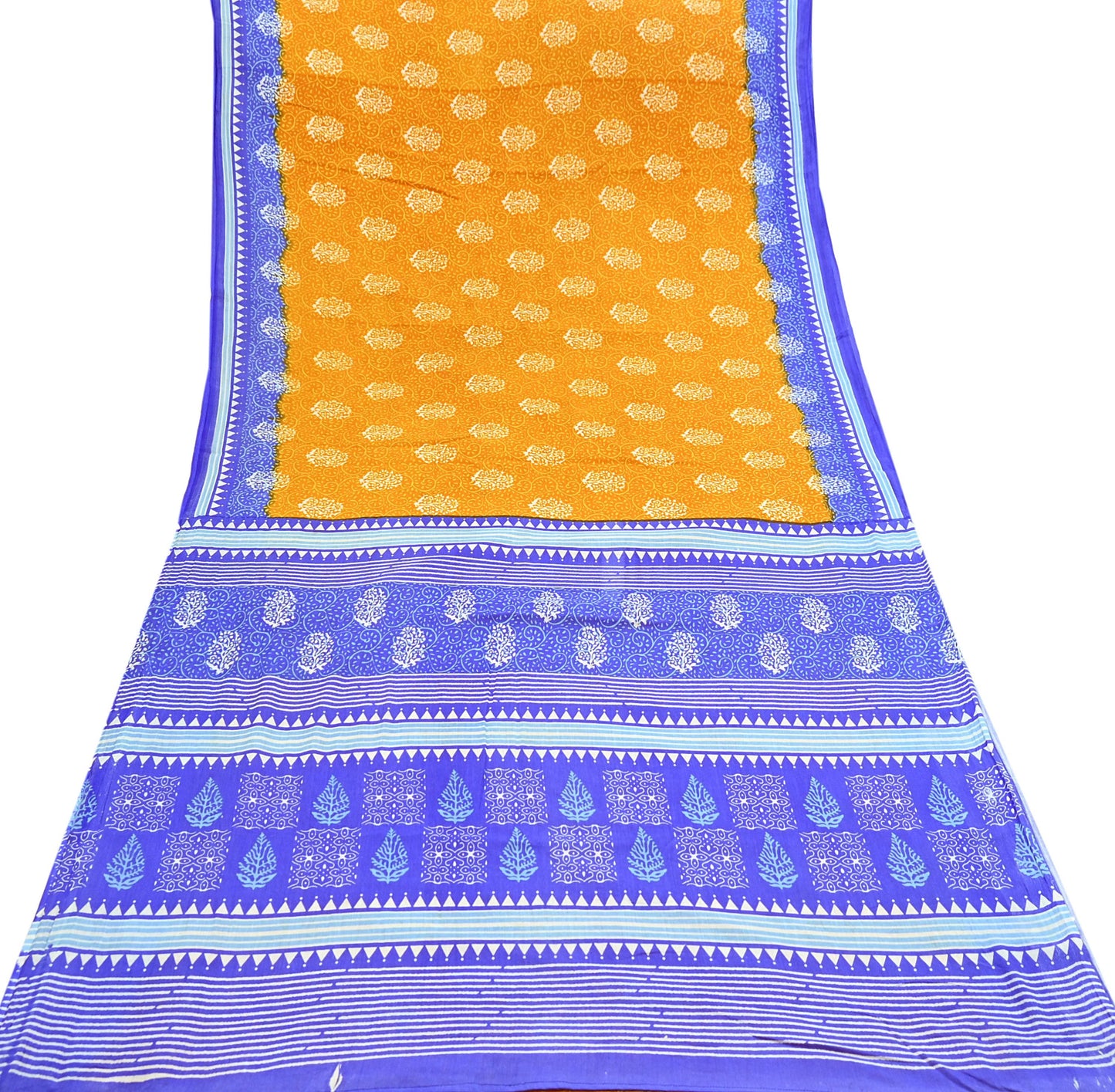 Indian Vintage Saree Printed 100% Pure Cotton Sari Craft Fabric 5Yd Soft Sewing Sarong Wrap Dress Making Quilting Crafting