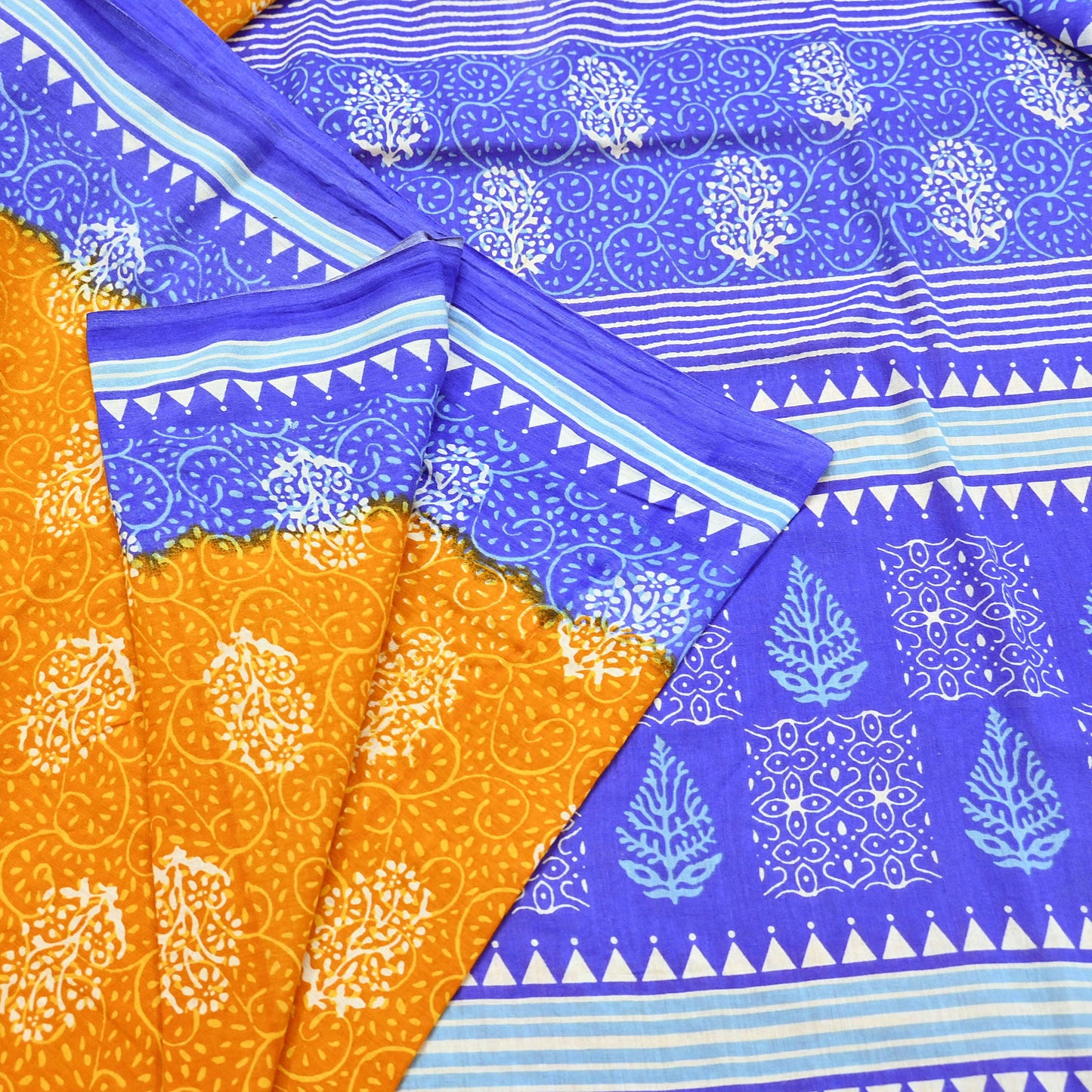 Indian Vintage Saree Printed 100% Pure Cotton Sari Craft Fabric 5Yd Soft Sewing Sarong Wrap Dress Making Quilting Crafting