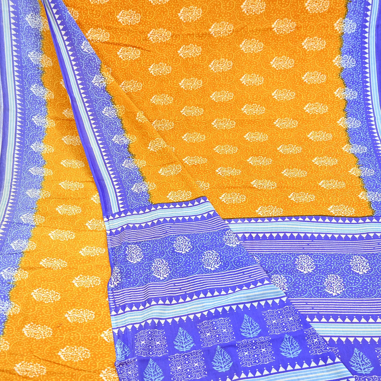 Indian Vintage Saree Printed 100% Pure Cotton Sari Craft Fabric 5Yd Soft Sewing Sarong Wrap Dress Making Quilting Crafting