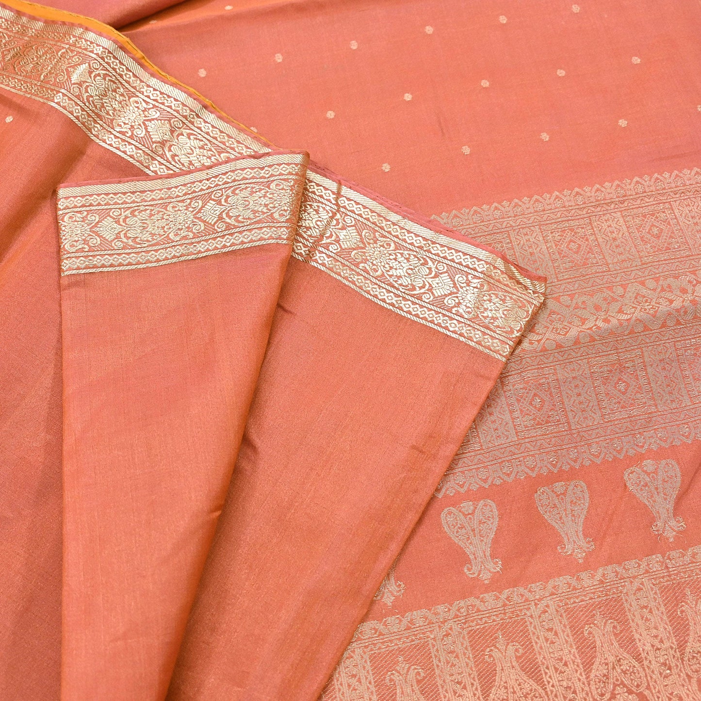Indian Vintage Sari Orange 100% Pure Silk Hand Woven Sarees Craft Fabric 5Yd Ethnic Sewing Dress making Crafting Quilting Upcycle