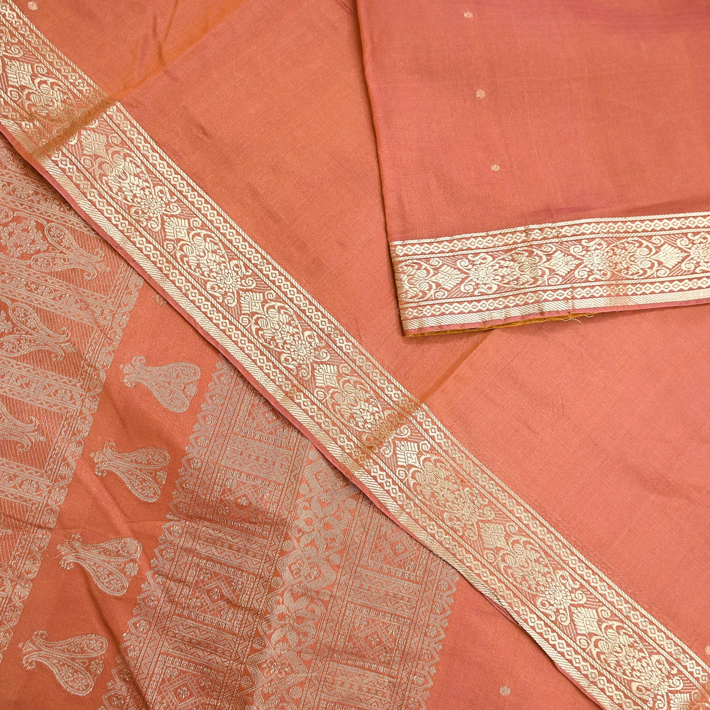 Indian Vintage Sari Orange 100% Pure Silk Hand Woven Sarees Craft Fabric 5Yd Ethnic Sewing Dress making Crafting Quilting Upcycle