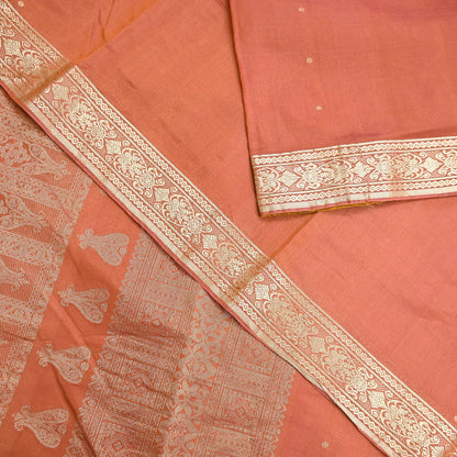 Indian Vintage Sari Orange 100% Pure Silk Hand Woven Sarees Craft Fabric 5Yd Ethnic Sewing Dress making Crafting Quilting Upcycle