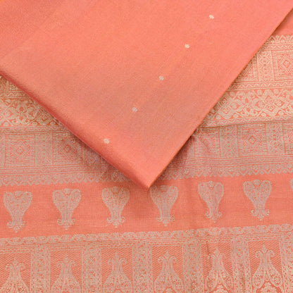 Indian Vintage Sari Orange 100% Pure Silk Hand Woven Sarees Craft Fabric 5Yd Ethnic Sewing Dress making Crafting Quilting Upcycle