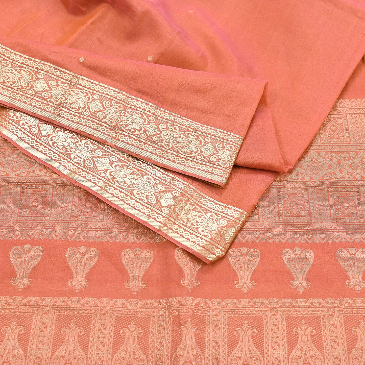 Indian Vintage Sari Orange 100% Pure Silk Hand Woven Sarees Craft Fabric 5Yd Ethnic Sewing Dress making Crafting Quilting Upcycle