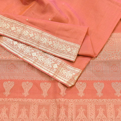 Indian Vintage Sari Orange 100% Pure Silk Hand Woven Sarees Craft Fabric 5Yd Ethnic Sewing Dress making Crafting Quilting Upcycle