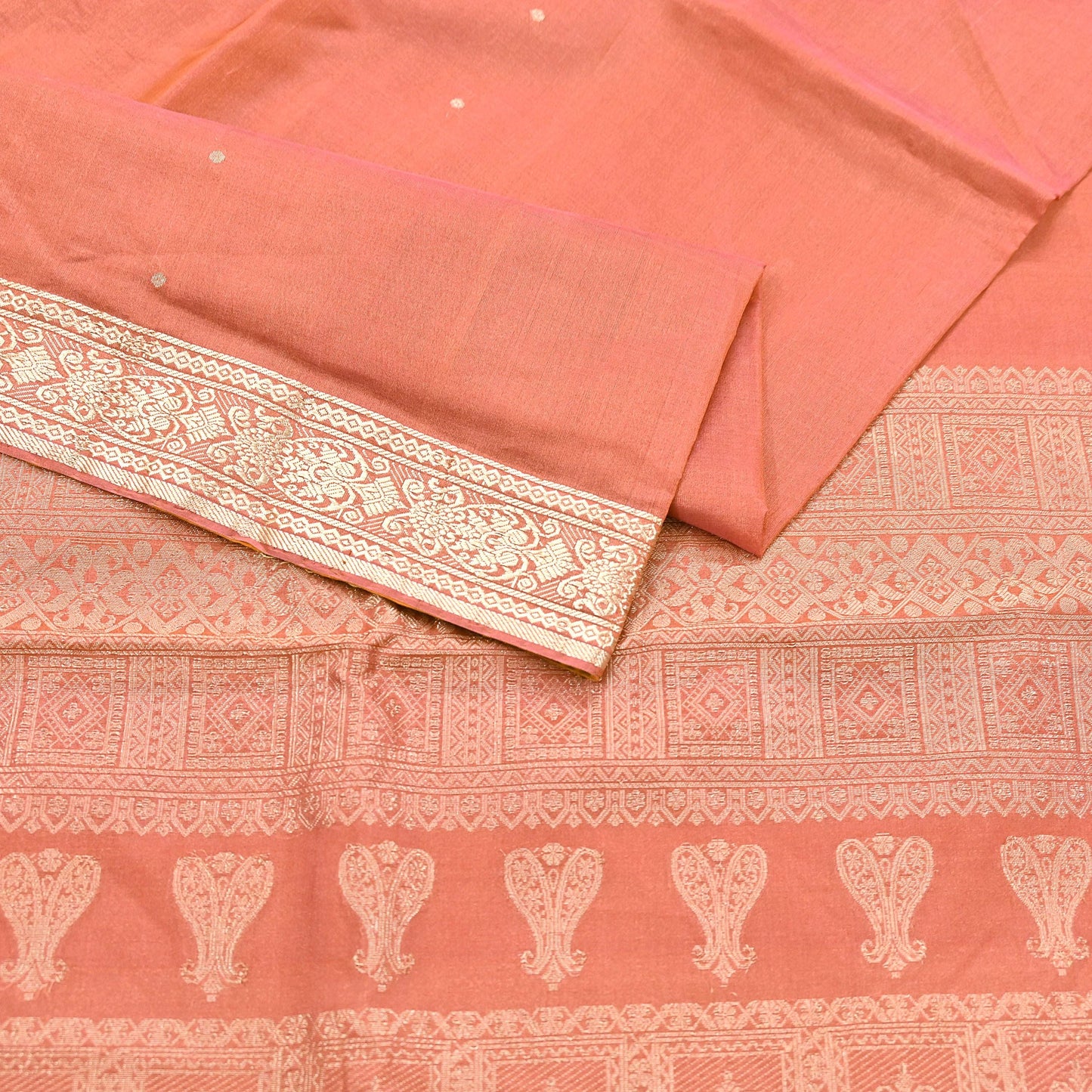 Indian Vintage Sari Orange 100% Pure Silk Hand Woven Sarees Craft Fabric 5Yd Ethnic Sewing Dress making Crafting Quilting Upcycle