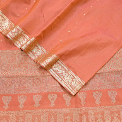 Indian Vintage Sari Orange 100% Pure Silk Hand Woven Sarees Craft Fabric 5Yd Ethnic Sewing Dress making Crafting Quilting Upcycle