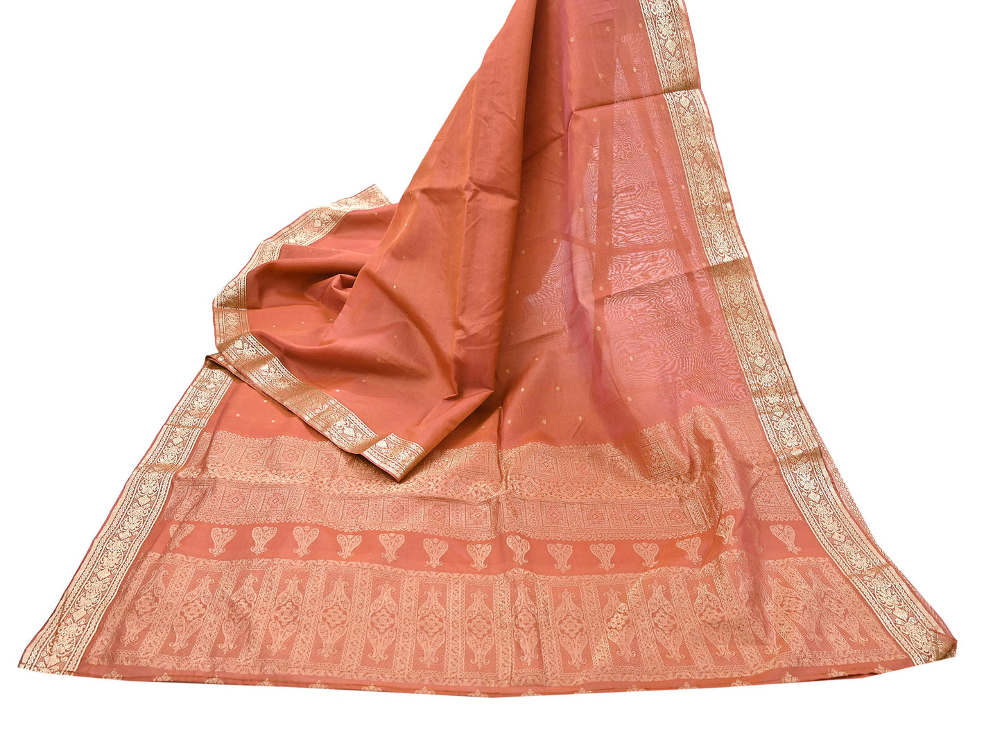 Indian Vintage Sari Orange 100% Pure Silk Hand Woven Sarees Craft Fabric 5Yd Ethnic Sewing Dress making Crafting Quilting Upcycle