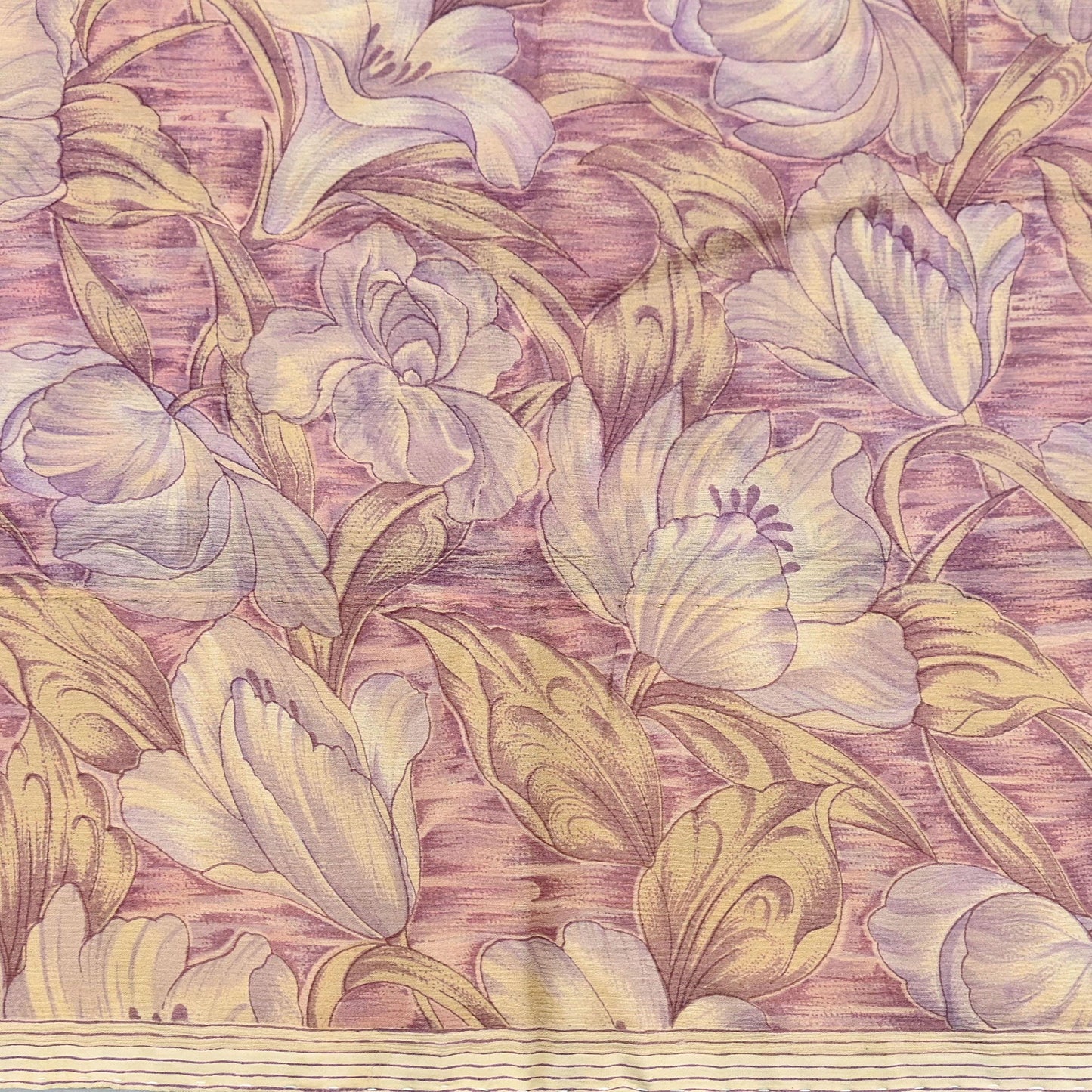 Vintage Saree Beige Pure Chiffon Silk Printed Sari Craft Fabric Sewing 5Yard Soft quilting crafting dress making