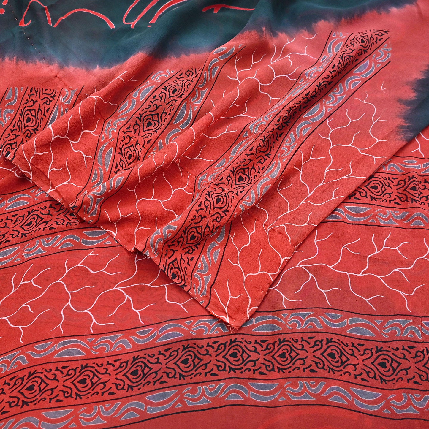 Indian Vintage Sari Pure Georgette Silk Printed Sarees 5Yd Craft Fabric Sewing Quilting Dress making Crafting Dress Designing