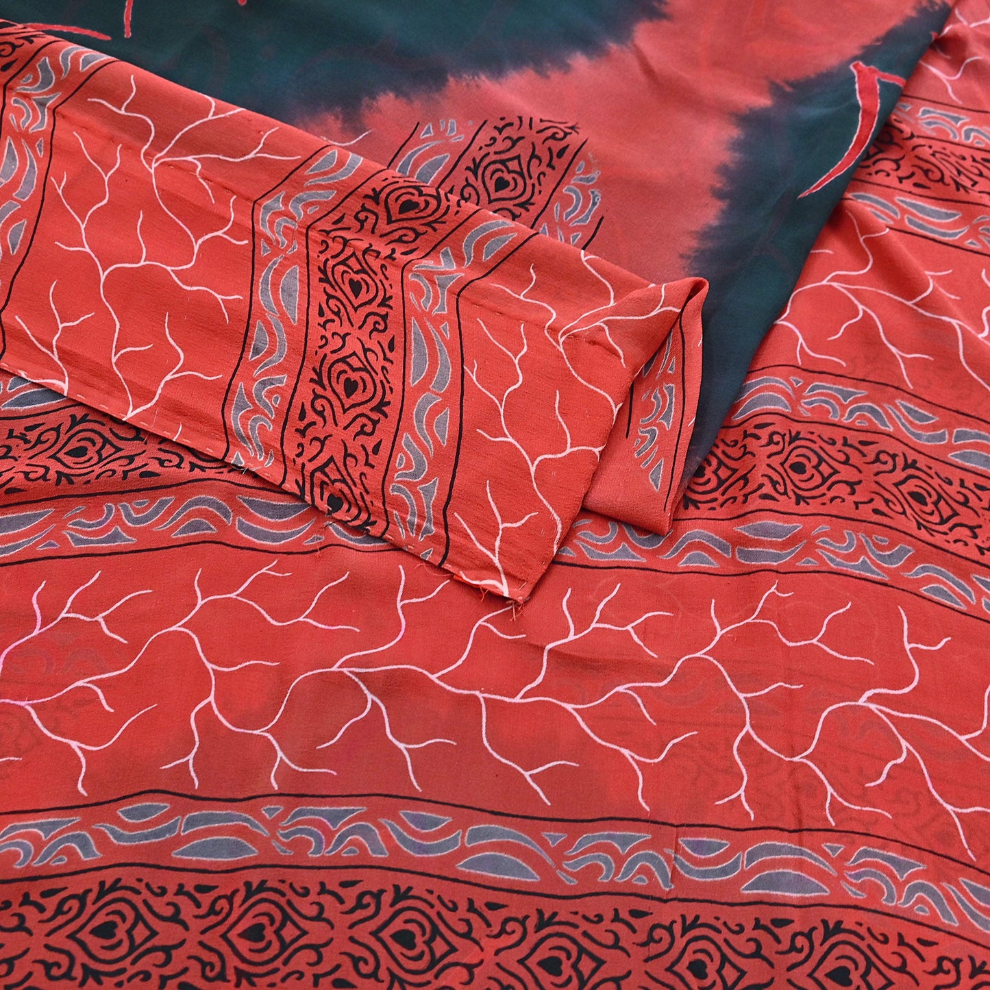 Indian Vintage Sari Pure Georgette Silk Printed Sarees 5Yd Craft Fabric Sewing Quilting Dress making Crafting Dress Designing