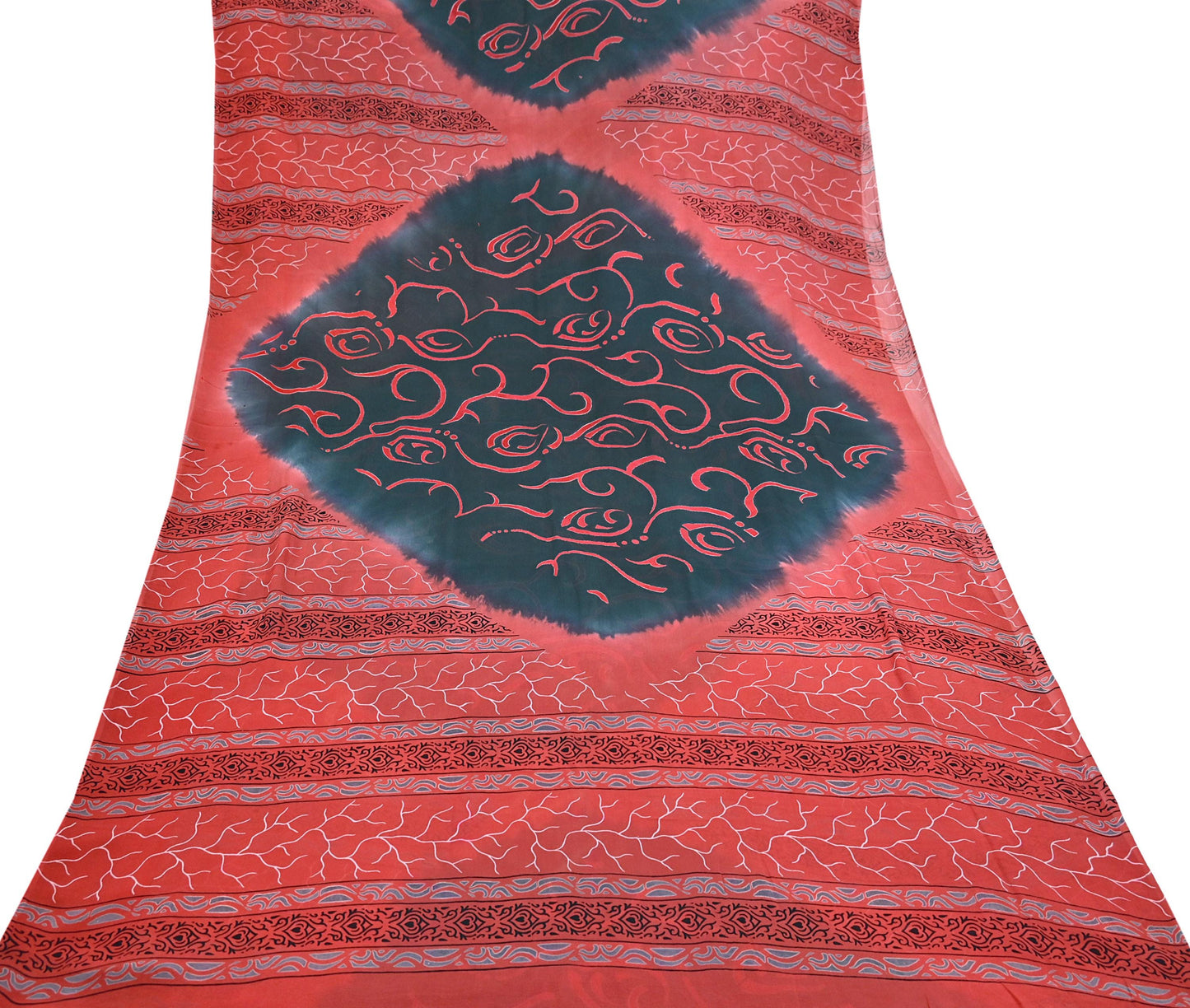 Indian Vintage Sari Pure Georgette Silk Printed Sarees 5Yd Craft Fabric Sewing Quilting Dress making Crafting Dress Designing