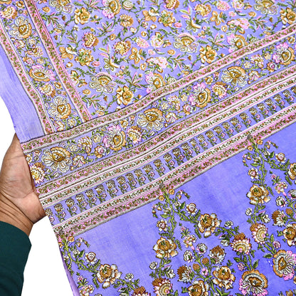 Indian Vintage Sari Purple 100% Pure Silk Printed Saree Craft Fabric 5yd Sewing Dress Making Soft Wrap Quilting Crafting Upcycle