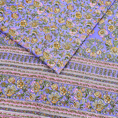 Indian Vintage Sari Purple 100% Pure Silk Printed Saree Craft Fabric 5yd Sewing Dress Making Soft Wrap Quilting Crafting Upcycle