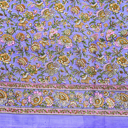 Indian Vintage Sari Purple 100% Pure Silk Printed Saree Craft Fabric 5yd Sewing Dress Making Soft Wrap Quilting Crafting Upcycle