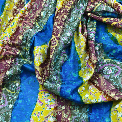 Indian Vintage Multi Blend cotton Printed Saree 5Yards Soft Floral Fabric for Dressmaking, Quilting, Crafting, Sewing, Dress Making