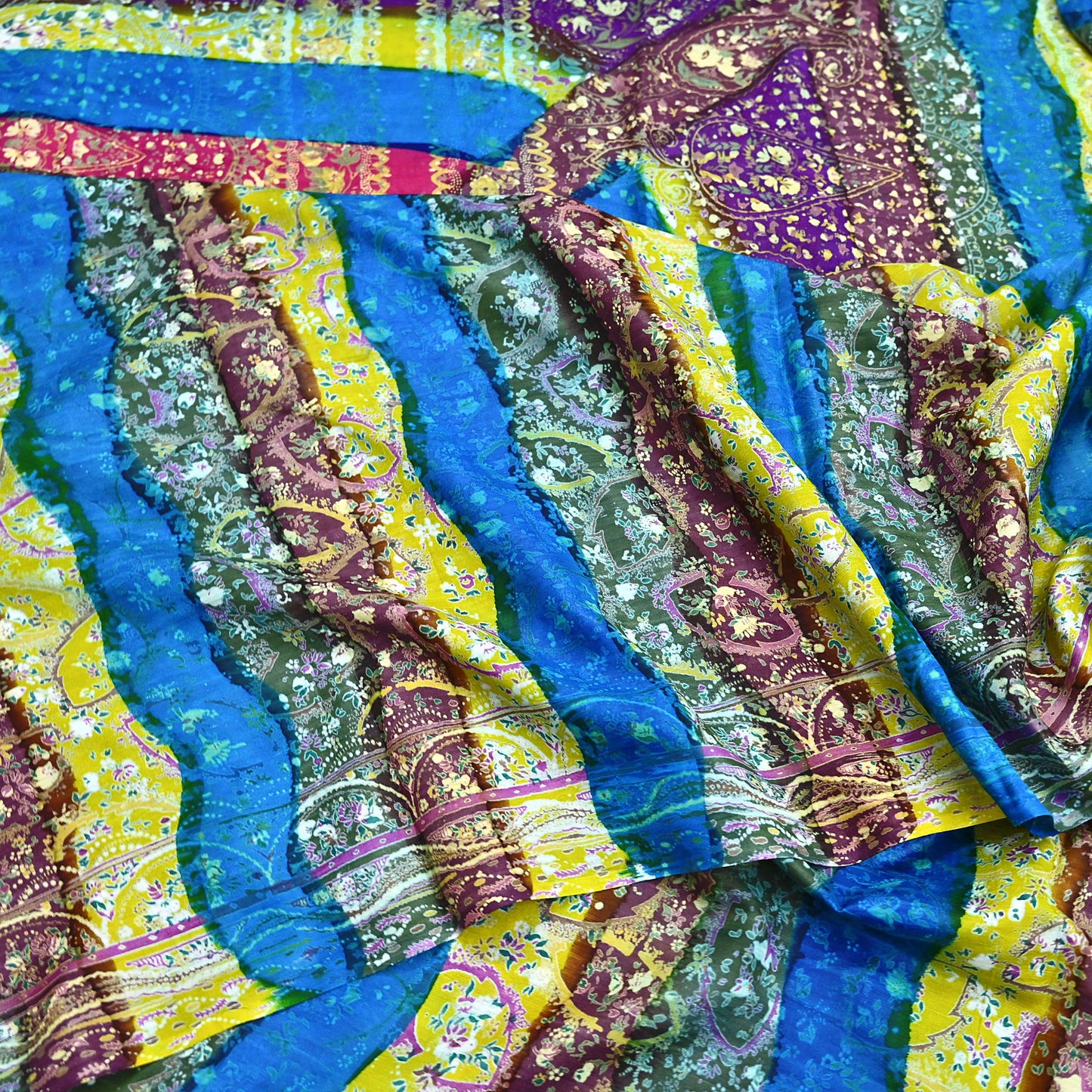 Indian Vintage Multi Blend cotton Printed Saree 5Yards Soft Floral Fabric for Dressmaking, Quilting, Crafting, Sewing, Dress Making